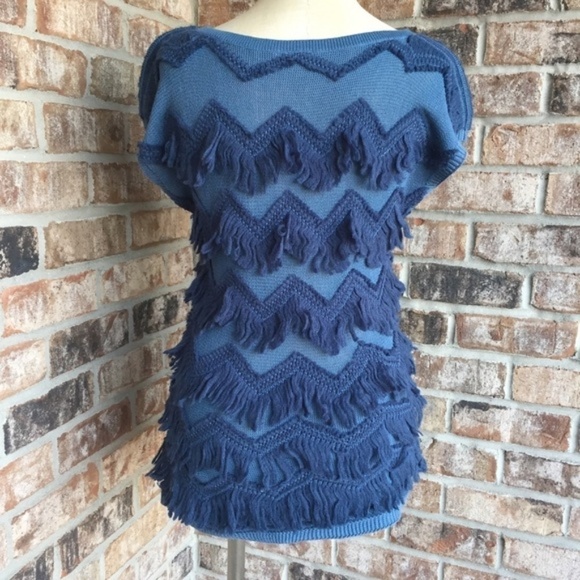 Anthropologie Yellow Bird Fringe Zig-zag Top M - Picture 3 of 6